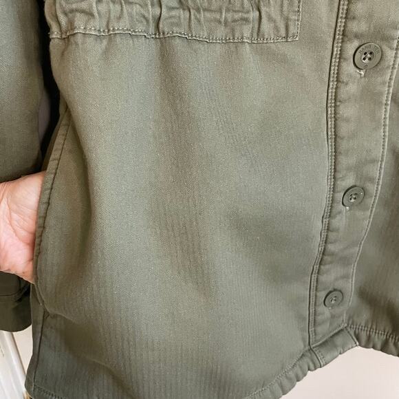 Hang Ten Utility Jacket Olive Green Button Front Sherpa Collar Pockets Sz M - Picture 4 of 10